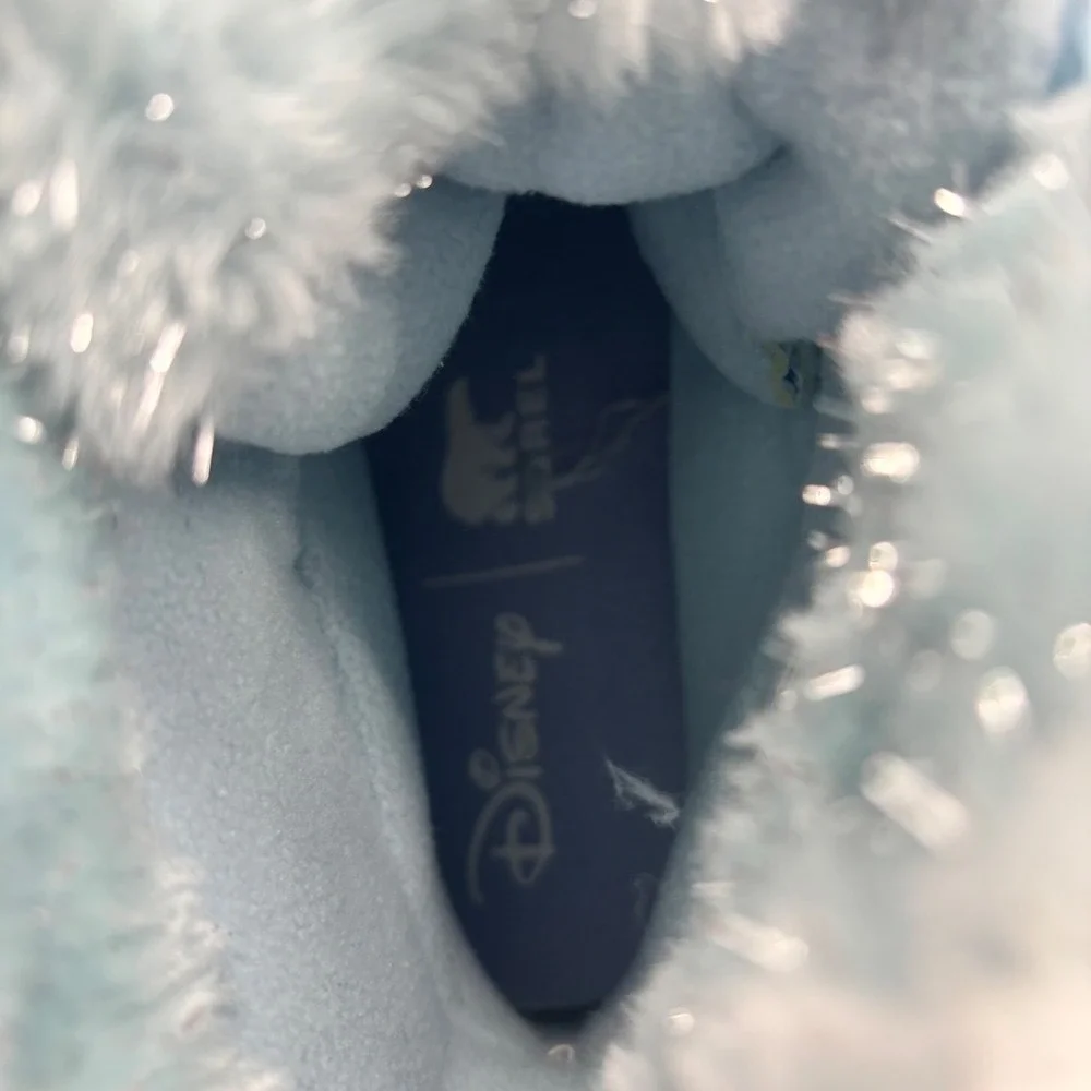 Disney X Sorel Frozen II Snow Boots Women‎ 7 Blue Waterproof Faux Fur LY3665-535